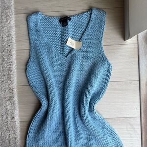 Blue Knit Sleeveless Top